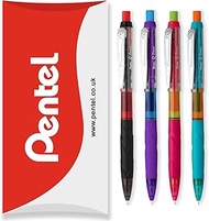 Pentel Q-Erase Mechanical Pencil with Retractable Eraser, 0.5mm HB Hardness, Black, Purple, Pink and