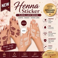Henna Sticker Tangan Putih | Temporary Henna Waterproof | Maroon & White