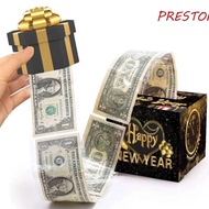 PRESTON Birthday Money Box, Surprise Square Birthday Cash Pull Gift Box, Surprise Money Box Paper Fun Cash Gift Box Men