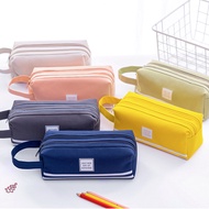 【Local Delivery】Large Capacity Canvas Pencil Case, Pencil Bag, Pen Pouch, Makeup Bag, Double Layer with Zipper, School Student Boy Girl