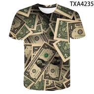 3D Dollar Printed T-shirt Streetwear Fashion for Men and Women XS-3XL