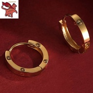 18K Saudi Gold Pawnable Happy Circle Earrings for Women AU750