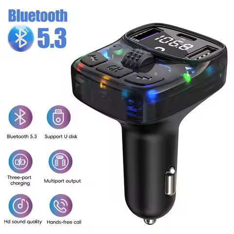Car Charge Bluetooth 5.3 FM Transmitter Handsfree Charge Radio Modulator MP3 Player with PD15W Super
