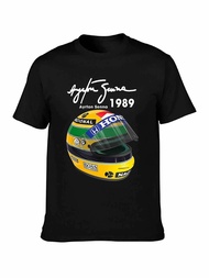 Mens Ayrton Senna Helmet T Shirts 1 Race 1989 Men Cotton Tee Shirts For T-Shirt