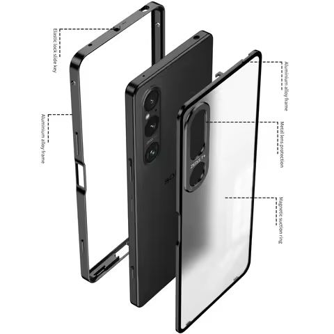 Magnetic Metal Frame Case for Sony Xperia 1 VII VI V IV Shockproof Metal Acrylic Back Cover For Sony