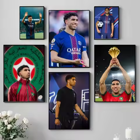 A-Achraf H-Hakimi Poster Self-adhesive Art Waterproof Paper Sticker Coffee House Bar Room Wall Decor