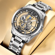 นาฬิกาผู้ชาย Lige นาฬิกาข้อมือควอตซ์โครงกระดูกทองนาฬิกาผู้ชายย้อนยุคแบรนด์หรูชั้นนำนาฬิกานาฬิกาข้อมือสำหรับผู้ชาย relogio masculino