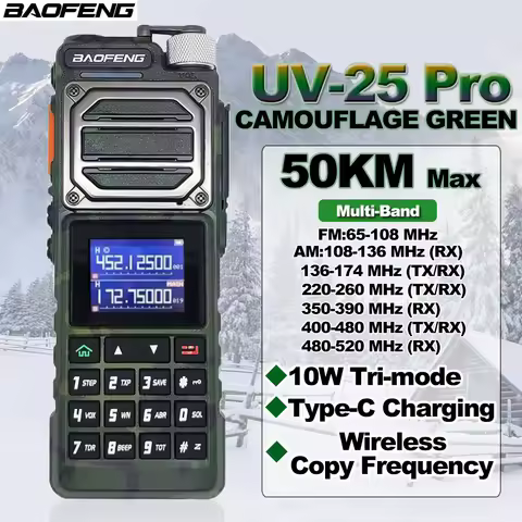 New Baofeng Walkie Talkie UV-25 PRO Camouflage Two Way Radios 10W Power Six Band Wireless Copy Frequ