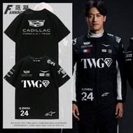 Baju-T lengan pendek berlukisan perlumbaan pasukan Cadillac F1 musim 2026 Zhou Guanyu nombor 24 Pére