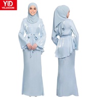 Great promotion ✱Yeleedon DAMIA KURUNG Shantung Silk Baju Kurung Moden Muslimah plain Kebaya kedah fashion premium satin raya bridesmaid murah❃