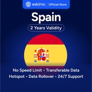 Eskimo Spain eSIM 1-10GB | 2 Year Validity | How to Redeem in Description