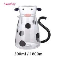 Lohobby Cute Kettle ,Coffee Pot ,Transparent Jug ,Portable Cow Type Glass Jug ,Teapot ,for office Bi