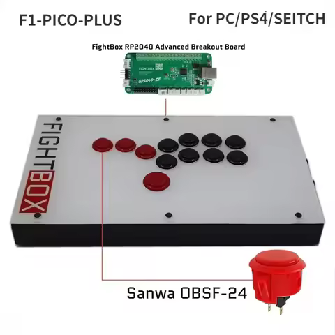 FightBox F1-F10 Raspberry PICO-PLUS Rp2040 Advanced Breakout Board All Button Leverless Arcade Game 