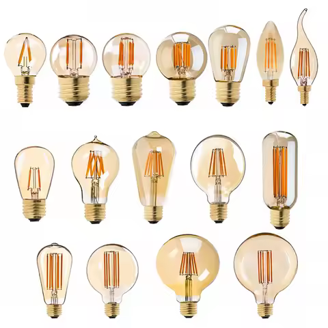 E27 LED Lamp Dimmable Filament Bulb E14 220V Gold 1W 3W 4W 6W 8W E12 E26 110V Edison Retro LED Light