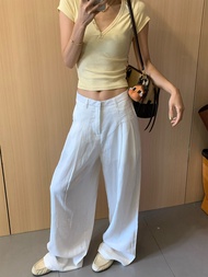 Breathable Linen Baggy Pants for Women High Waist