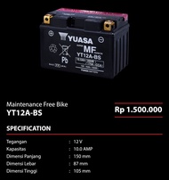 Aki Motor Yuasa YT12ABS 12V 10Ah Cargo