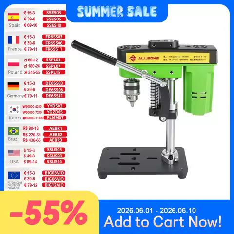 Mini Benchtop Drill Press with Work Light and 775 Motor,Bench Drilling Machine for Woodworking, Jewe