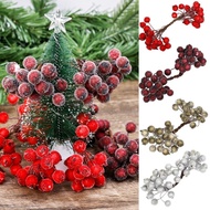 Double Heads Artificial Berries Red Gold Cherry Wedding Party Gift Package Christmas DIY Wreath Home Decor