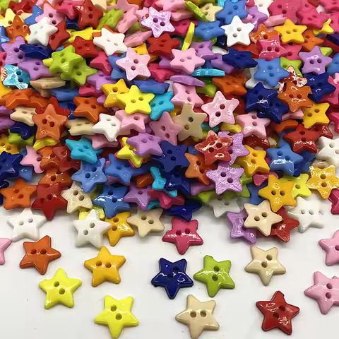 New 12mm-15mm-20mm Colours Five- Pointed Star with Two Eye Buttons Resin Sewing Buttons Diy Scrapboo