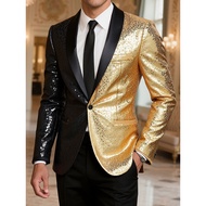 Men's Shiny Sequin Suit Jacket Performance Nightclub Singer Performance Clothes Flashing Streetwear 