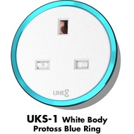 Line8 UKS-1 Power Track British Premium Socket Unit (White Body) (Protoss Blue Ring)