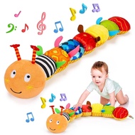 Baby Sensory Caterpillar Toys 0-3 Month Music Animal Stuffed Plush Toy for Infant 0-3-6-12 Month Tum