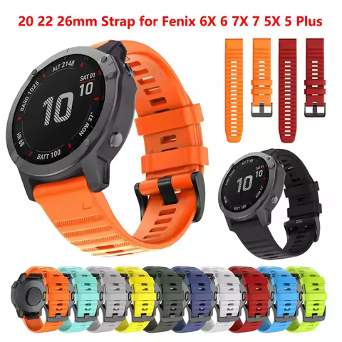 20 22 26mm Silicone Strap For Garmin Fenix 7X 7S 7 Pro Solar/6X 6 Sapphire 6S 5 5X Plus 3 3HR 945 Ep