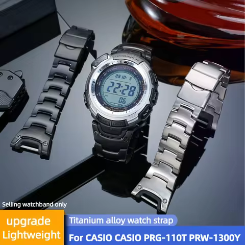 Titanium Alloy watchband For Casio PROTREK series PRG-110T/Y PRW-1300Y Watch Strap Outdoor Sport Men