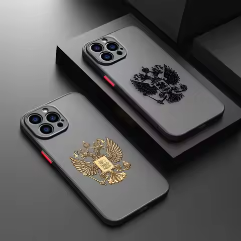 Two-headed Birds Russian Flags Emblem Matte Phone Case for iPhone Apple 14 13 11 12 MINI Pro XS Max 
