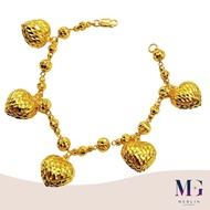 Merlin Goldsmith 22K 916 Gold Gorgeous Dangling Heart Bracelet