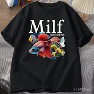 Man I Love Fish MILF TShirt Funny Fish Lover T-Shirt Women Fisherman Funny T-Shirt Harajuku Street T