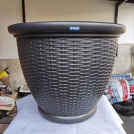 Pot Bunga/ Pot Tanaman Jumbo Besar Size 70 Motif Anyam Plastik Tebal