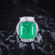 AIFEI JEWELRY Perak Accessories Original Ring Emerald Perempuan Sterling For 925 純銀戒指 Korean Women Cincin Adjustable Silver R2581