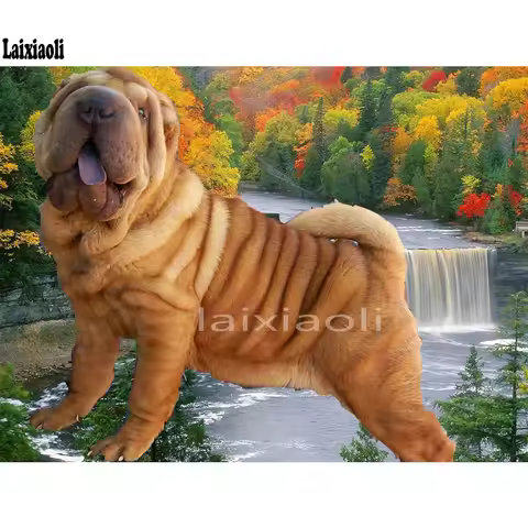 Cute Dog DIY 5D Diamond Painting Shar Pei Pet Cross Stitch kits Diamond Embroidery mosaic Home Decor
