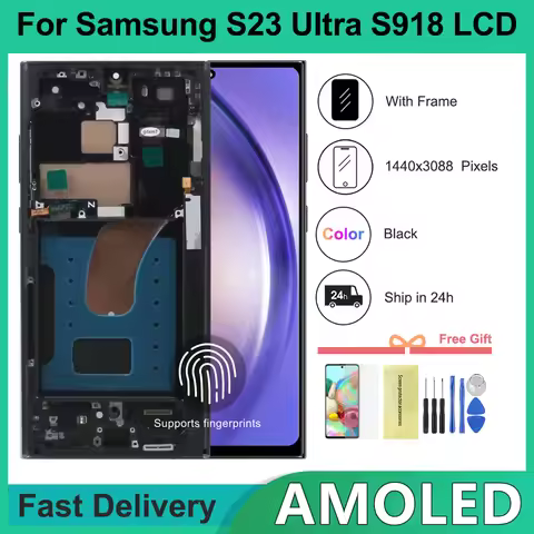 AMOLED For Samsung S23 Ultra LCD Display Touch Screen Digitizer for Samsung S23 Ultra 5G S918 S918B 