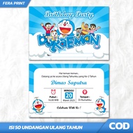 (ISI 50 PCS) UNDANGAN ULTAH / UNDANGAN ULANG TAHUN / UNDANGAN ULTAH MURAH / UNDANGAN ULTAH DORAEMON