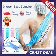 Best Buy [ READY STOCK ] Blue Body Bath Back Long Scrubber Wash Silicone Brush Gentle Beauty Skin Pe