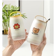 OATMEAL GLASS BOTTLE 400ml | BEAR DRINKING BOTTLE 400ml | 400ml Transparent Drinking Glass Bottle