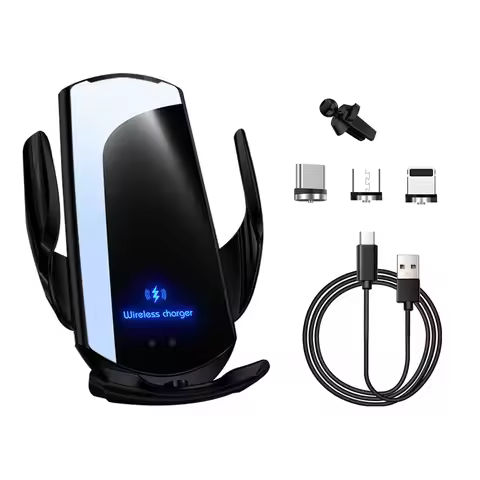 Q3 Car Mounted Magnetic Mobile Wireless Charger 15W Black Blue Red Silver Golden ABS 0.28 lb 13x6.5x