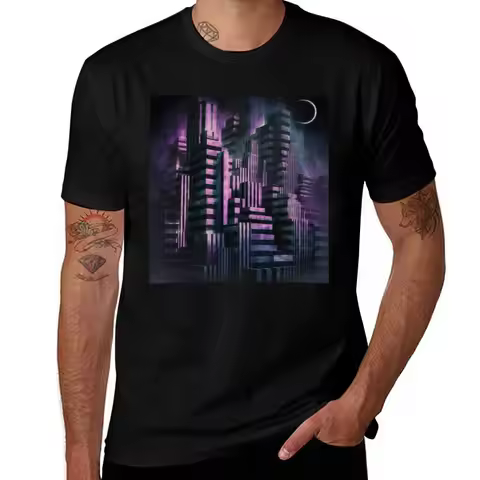 Dark City Stripes T-Shirt Trend Art Print T-Shirt