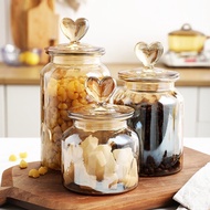 650ml/1000ml Love Transparent Storage Jar Container Food Jar Bekas Kaca