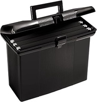 Pendaflex Portable File Box with File Rails, Hinged Lid with Double Latch Closure, Black, 3 Black Le