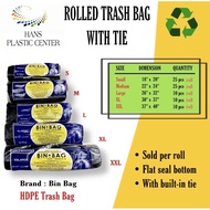 Bin Bag - Rolled Trash Bag with Tie -