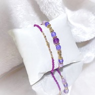 【可訂製】螢石 • 紫玉髓 | 14K包金水晶手工編織手繩
