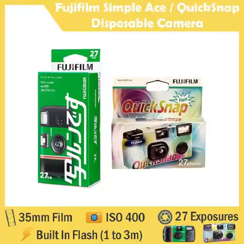 1-6 Pcs Fujifilm SIMPLE ACE ISO 400 35mm QuickSnap Power Flash 27 Exposures Photo Single Use OneTime