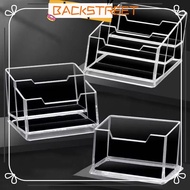 BACKSTREET 1Pcs Business Card Box, 1/2/3 Grids Acrylic Plastic Bussiness Card Holder,  Transparent S