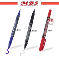 M&G Permanent Marker Pen Double Tip Black Blue Red 2.8mm Bullet tip 0.8mm Needle Tip APM21372 - (1s/