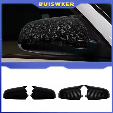 1Pair Carbon Look and Bright Black Rearview Mirror Case Side Mirror Shell For Audi A3 S3 8P 05-08 A4