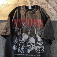 (24-Hour Delivery)HY trendy menswear Vintage Bleached Shirt Cool Pattern 100 Clothing Men