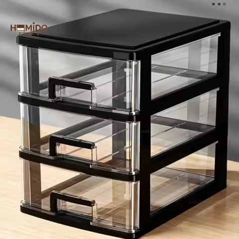 Modular Desktop Organizer Drawers-Clear A4 File Storage System with Multi-Layer Design Space-Saving 